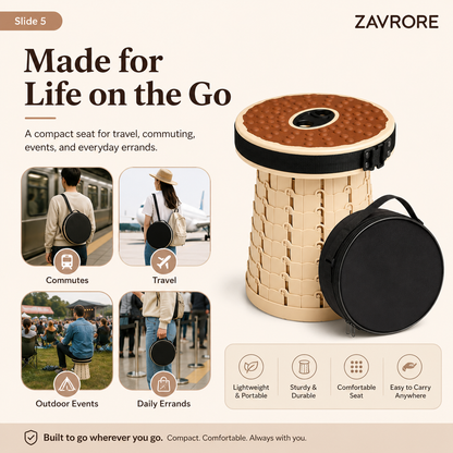 SeatGo Foldable Portable Stool + Cover & Strap included