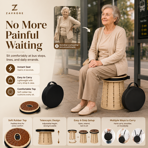 SeatGo Foldable Portable Stool + Cover & Strap included
